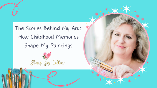 A Photograph of Sherry Joy Collier holding art supplies