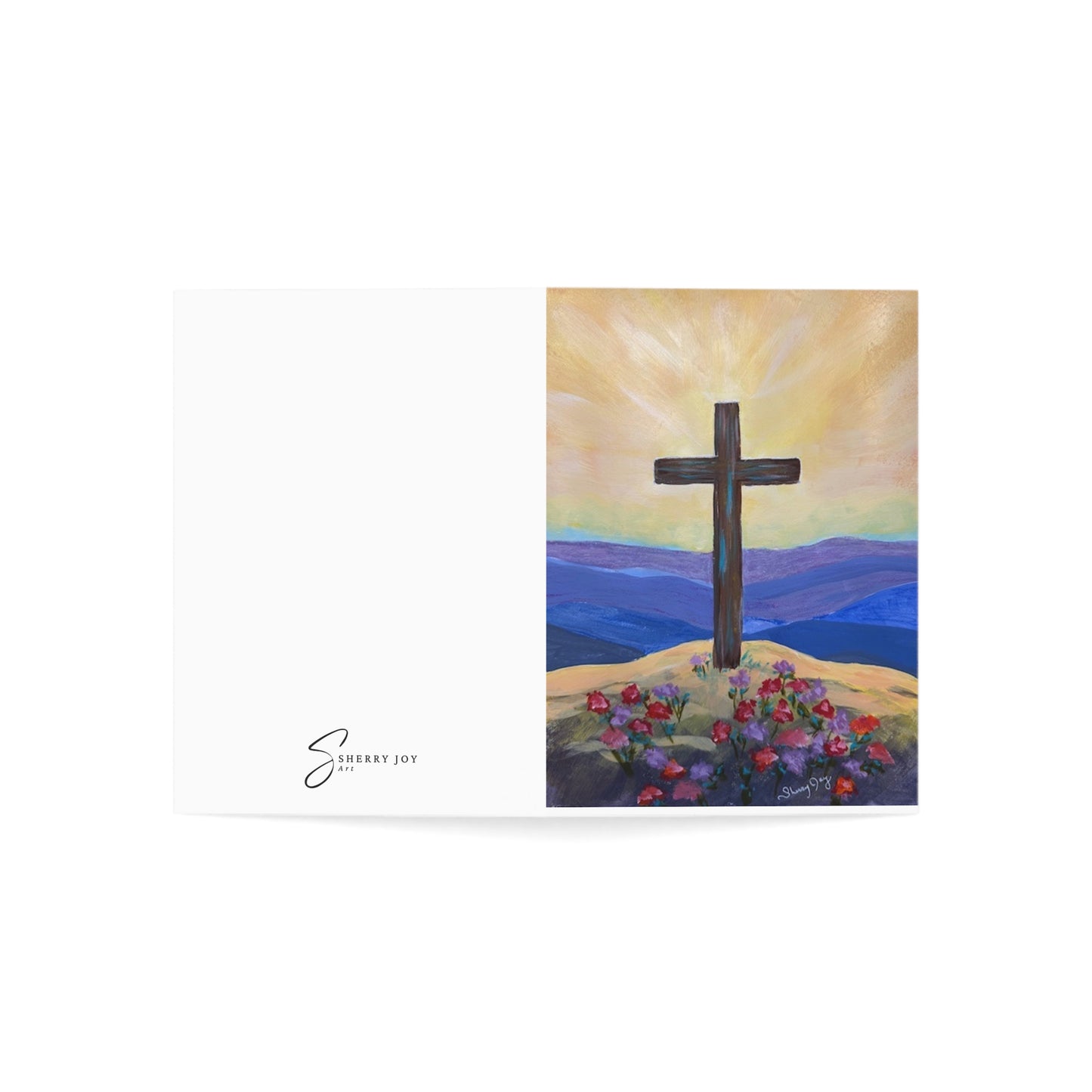 Resurrection Day Cross Greeting Cards with Art by Sherry Joy Art