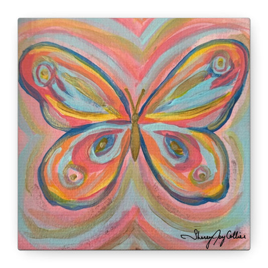 Butterfly In Flight Wall Art Canvas, Colorful Home Decor, Gift for Art Lovers, Boho Style Art, Nursery or Living Room Decoration