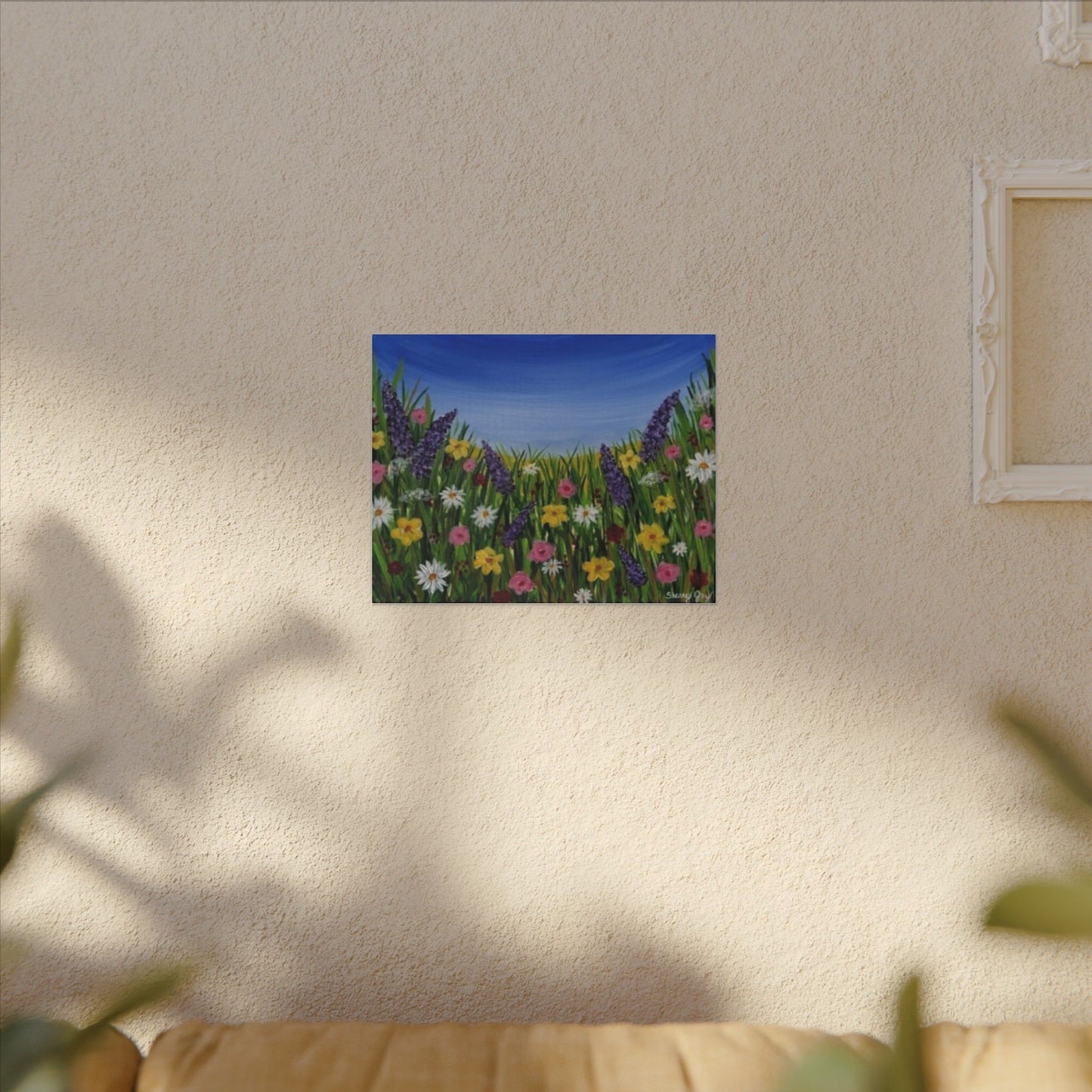 Canvas Print Beautiful Field of Flowers Acrylic Painting, 11x14 Landscape by Sherry Joy Collier