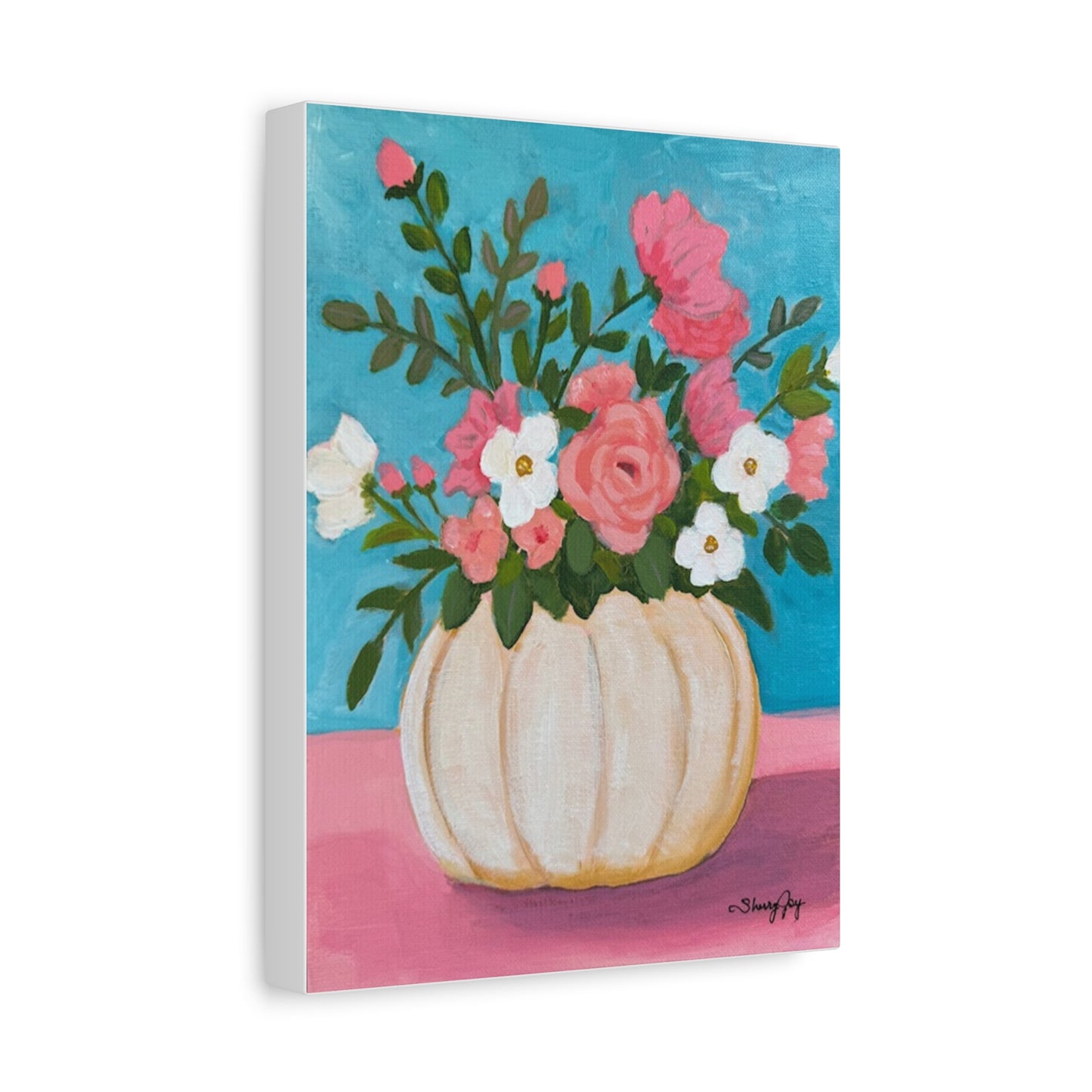 "Autumn Blessings in Bloom" Canvas Art Print, Autumn Decor, Pumpkin Flowers Wall Art, Home Decor, Gift for Her, Seasonal Artwork