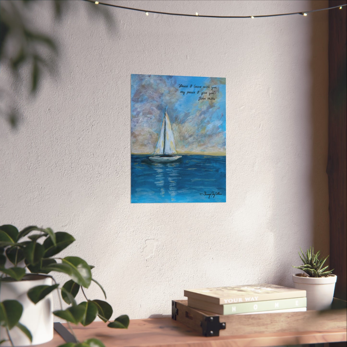 Serene Sailboat Fine Art Poster — "Peace I leave with you, my peace I give you" (John 14:27)