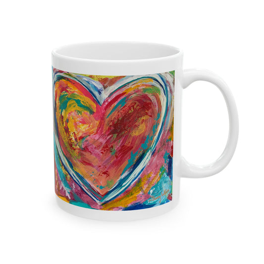 'The Messy Heart' - Art Ceramic Mug - Colorful 11oz Coffee Cup for Art Lovers
