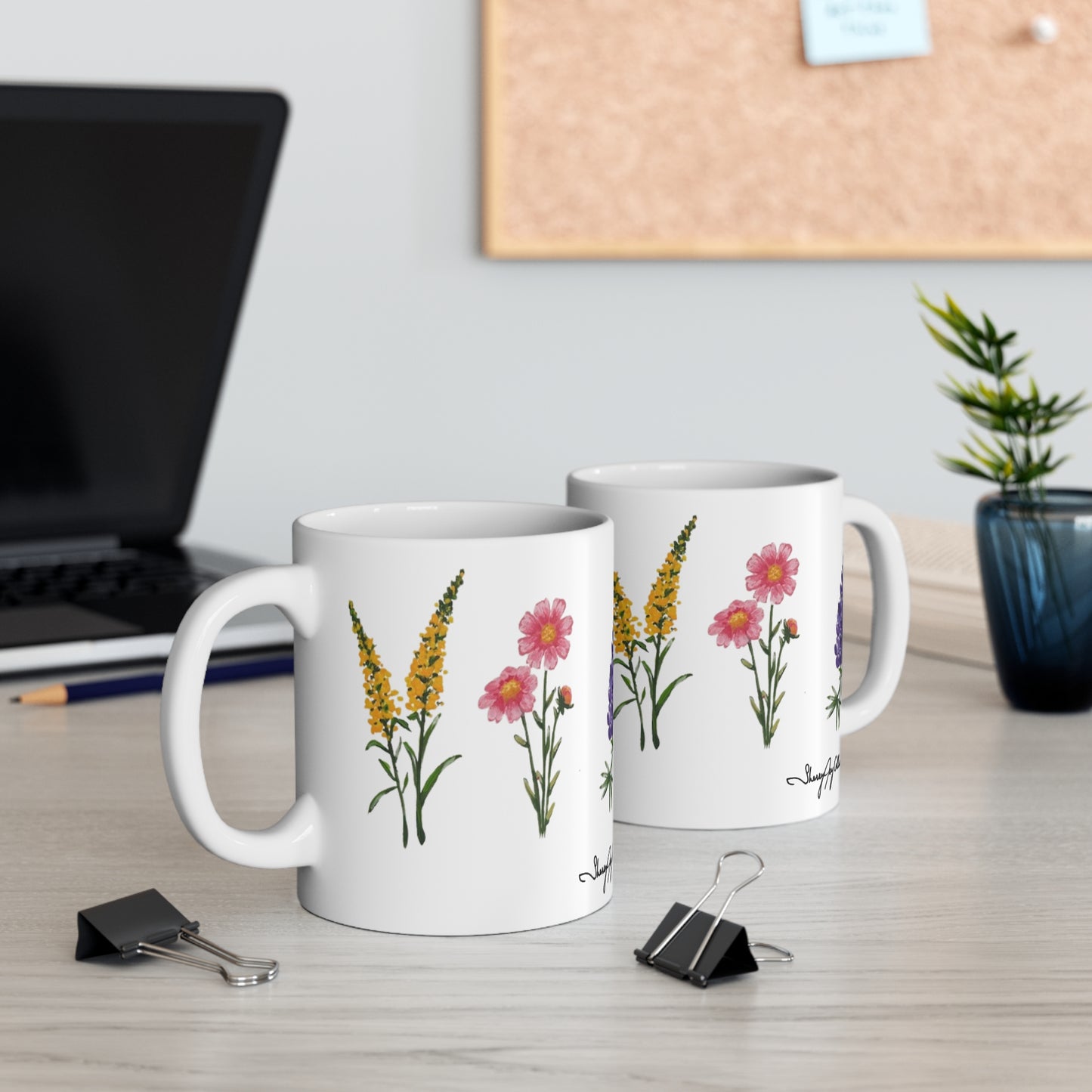 Floral Mug - 11oz Tea or Coffee Lover's Cup with Artwork by Sherry Joy Collier