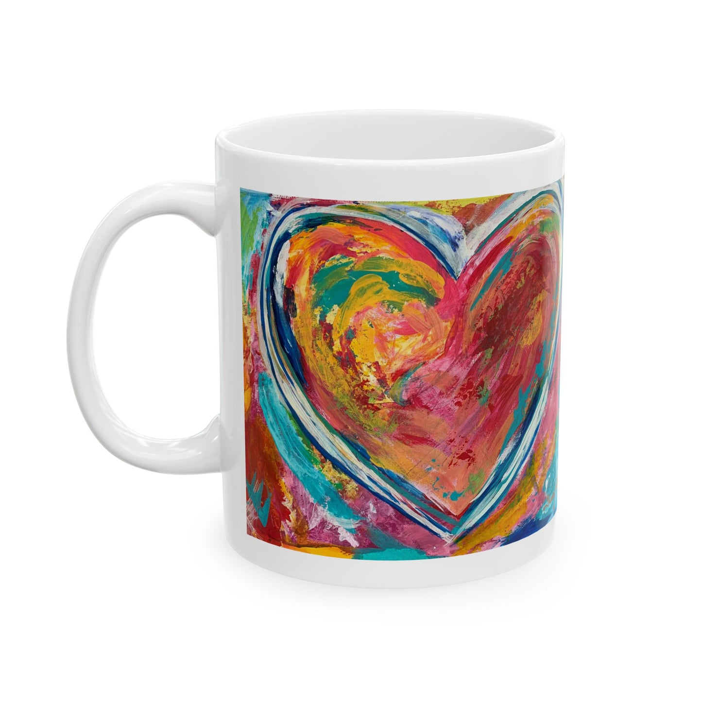 'The Messy Heart' - Art Ceramic Mug - Colorful 11oz Coffee Cup for Art Lovers