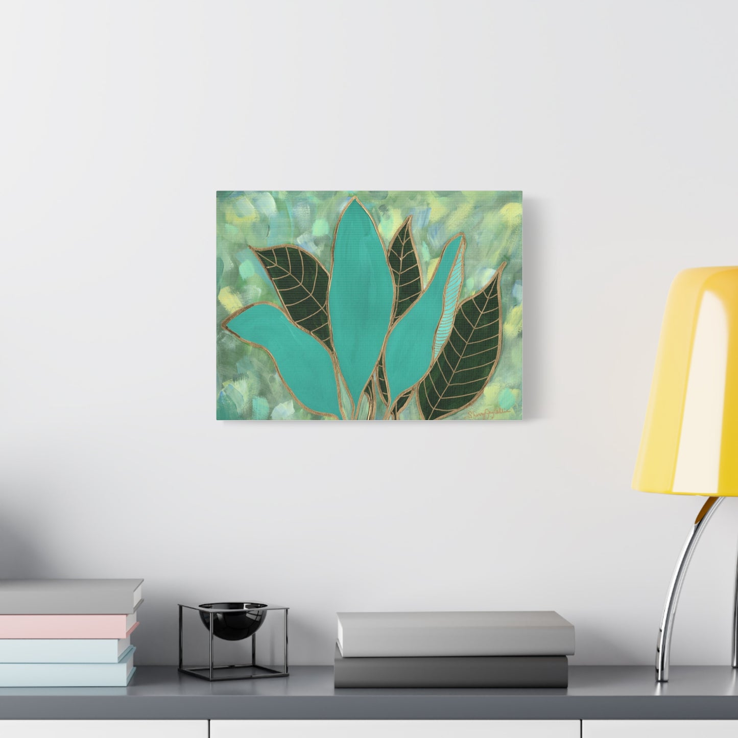 Gilded Growth - Canvas Wall Art - Tropical Leaves with Gold Details by Sherry Joy Collier