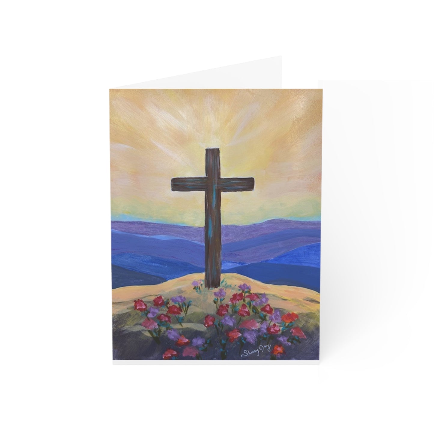 Resurrection Day Cross Greeting Cards with Art by Sherry Joy Art