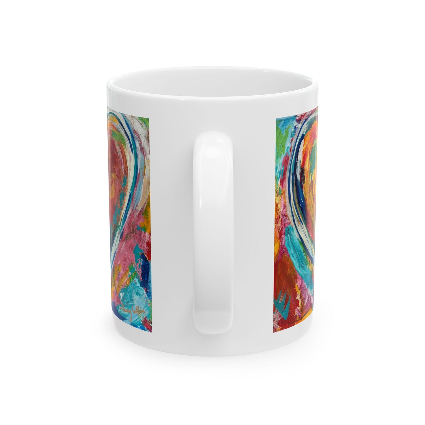 'The Messy Heart' - Art Ceramic Mug - Colorful 11oz Coffee Cup for Art Lovers