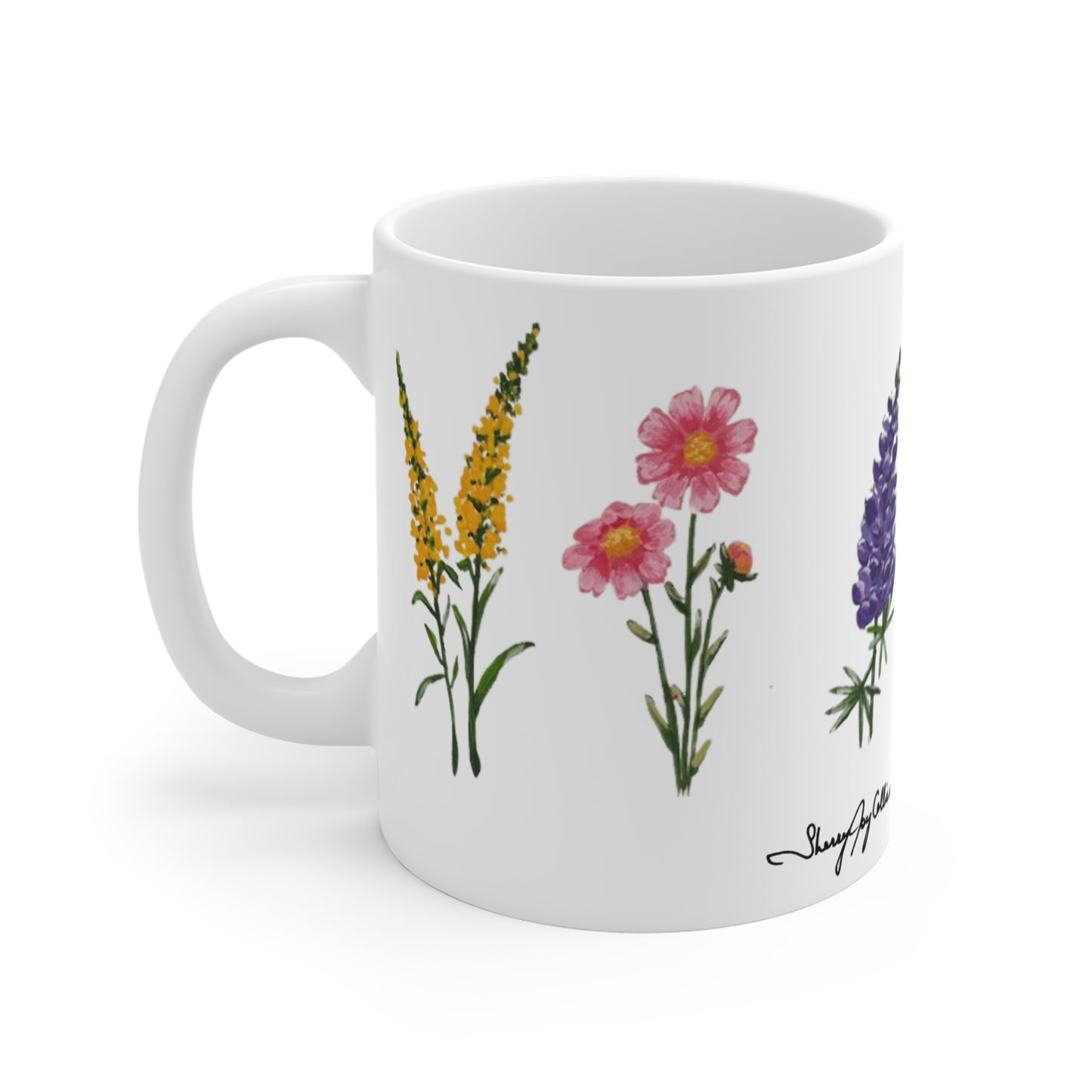 Floral Mug - 11oz Tea or Coffee Lover's Cup with Artwork by Sherry Joy Collier
