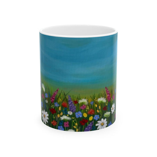 Wildflower Symphony Ceramic Mug - Colorful Floral Design for Coffee or Tea Lovers