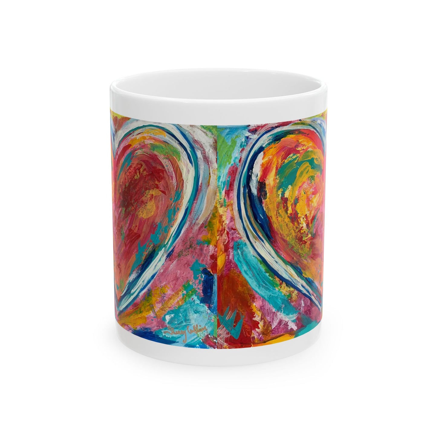 'The Messy Heart' - Art Ceramic Mug - Colorful 11oz Coffee Cup for Art Lovers