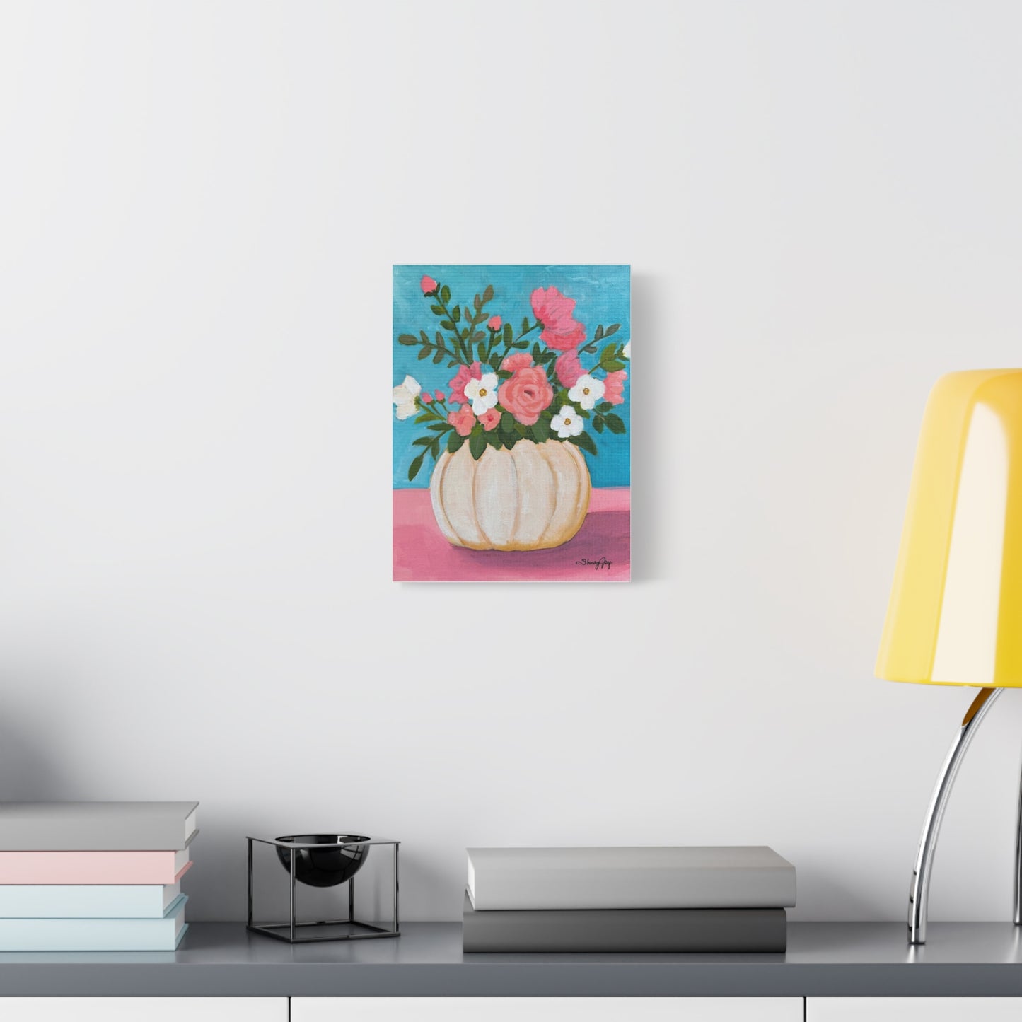 "Autumn Blessings in Bloom" Canvas Art Print, Autumn Decor, Pumpkin Flowers Wall Art, Home Decor, Gift for Her, Seasonal Artwork