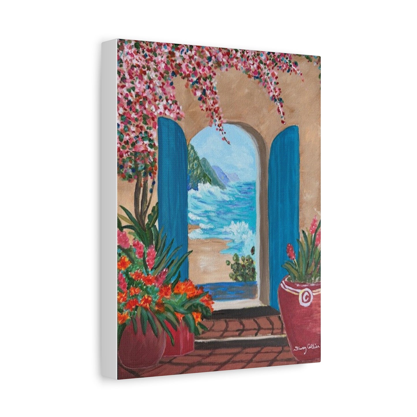 "Escape to the Medtirranean Sea" Canvas Print, Coastal Wall Art Décor, Beach Scene,