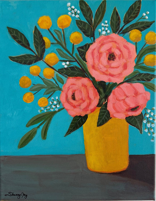 Golden Vase of Grace - Floral Wall Art