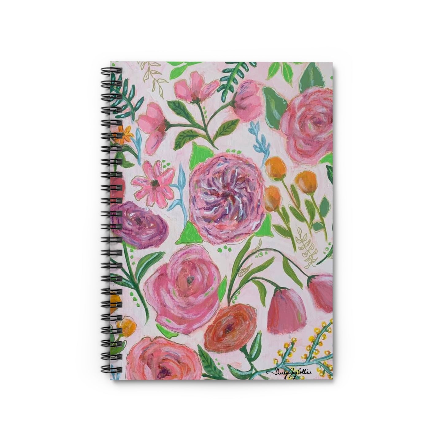 Pretty in Pink, Spiral Notebook with Original Artwork by Sherry Joy Collier - Ruled Line