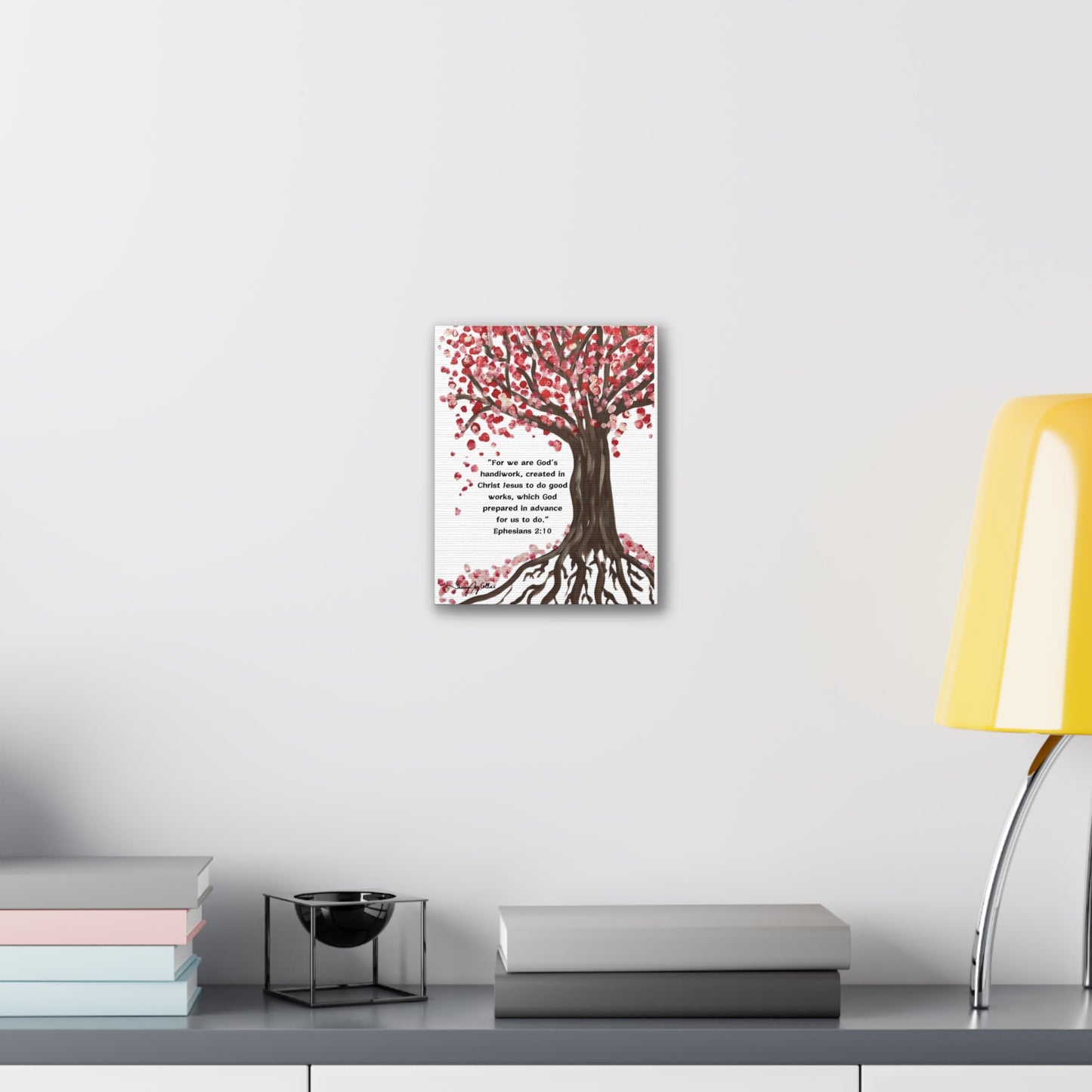 Autumn Tree Painting on Canvas, Stretched, 0.75", with Bible verse, Ephesians 2:10