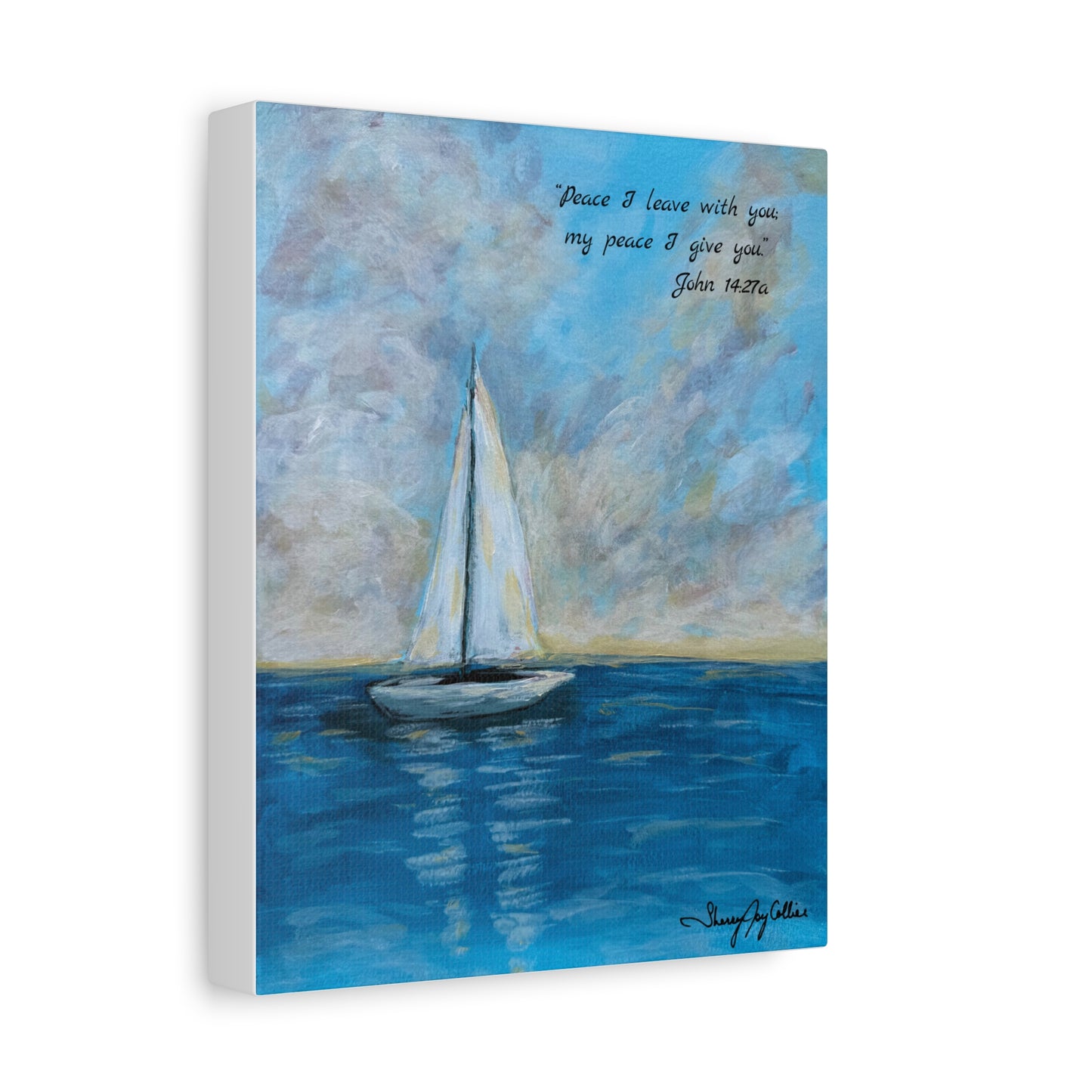 Serene Sailboat Matte Canvas Print — "Peace I leave with you, my peace I give you" (John 14:27)