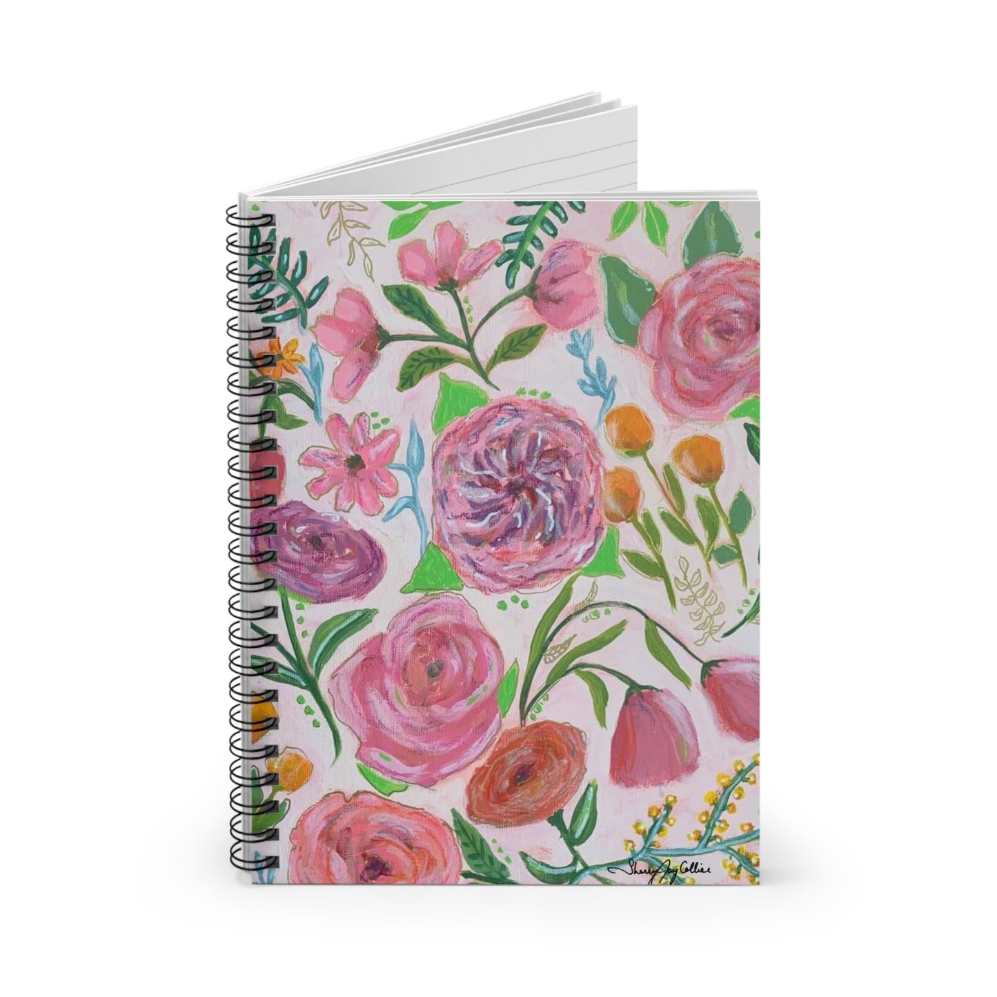 Pretty in Pink, Spiral Notebook with Original Artwork by Sherry Joy Collier - Ruled Line