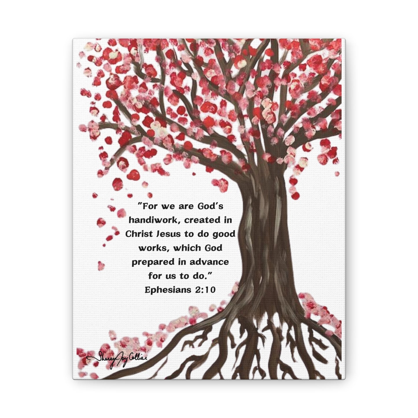 Autumn Tree Painting on Canvas, Stretched, 0.75", with Bible verse, Ephesians 2:10