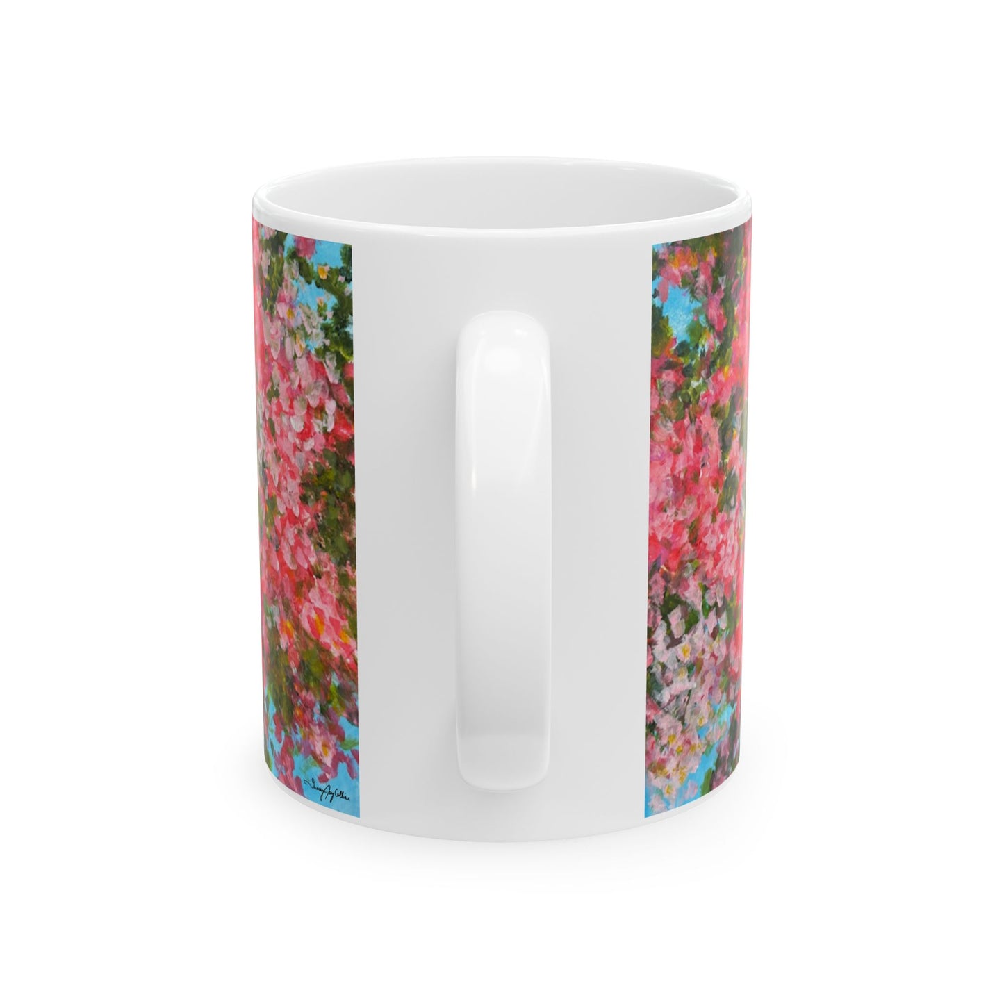 Pink Glory - Abstract Bougainvillea Ceramic Mug (11oz & 15oz) —  Spring Coffee Cup