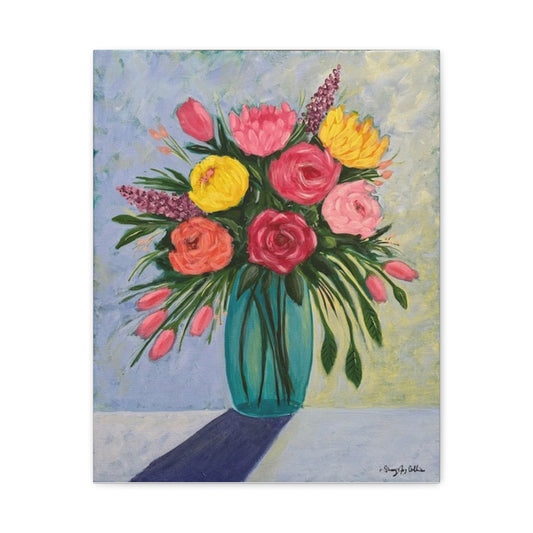 Vibrant Flower Bouquet - Floral Canvas Art Print, Colorful Flower Wall Decor, Home Decor for Nature Lovers, Brighten Up Any Space, Perfect Gift for Mother's Day