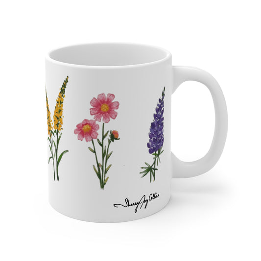 Floral Mug - 11oz Tea or Coffee Lover's Cup with Artwork by Sherry Joy Collier