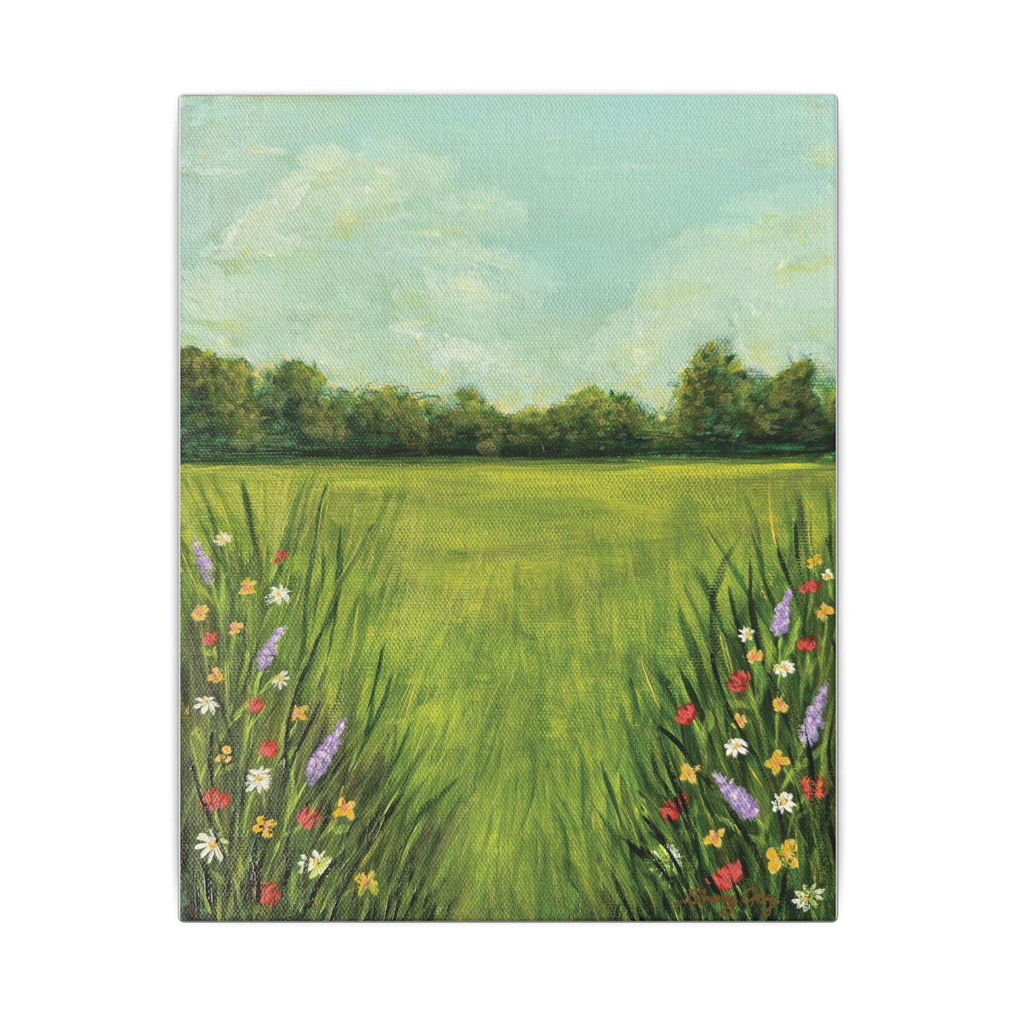 “The Meadow’s Song” Canvas Wall Art  - Grassy Meadows with a Whisper of Wildflowers