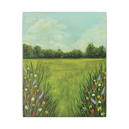 “The Meadow’s Song” Canvas Wall Art  - Grassy Meadows with a Whisper of Wildflowers