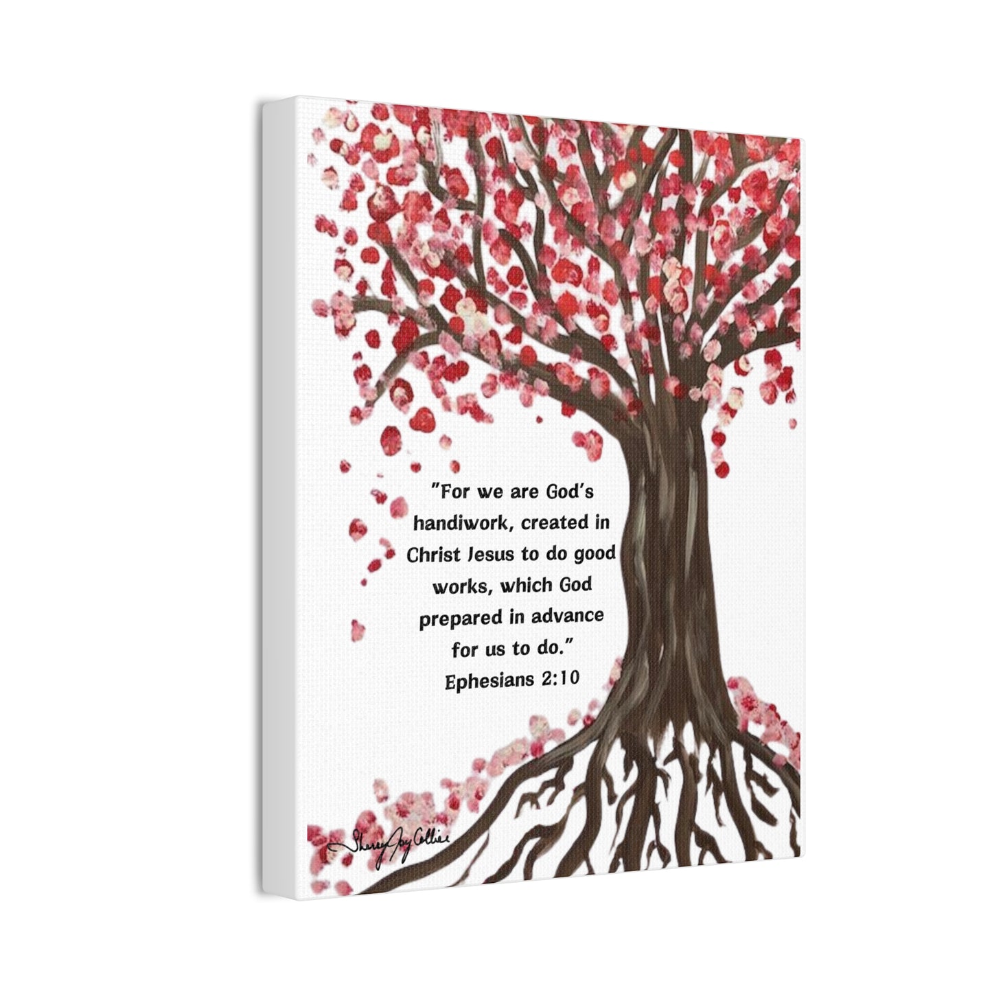 Autumn Tree Painting on Canvas, Stretched, 0.75", with Bible verse, Ephesians 2:10