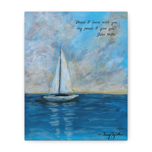Serene Sailboat Matte Canvas Print — "Peace I leave with you, my peace I give you" (John 14:27)