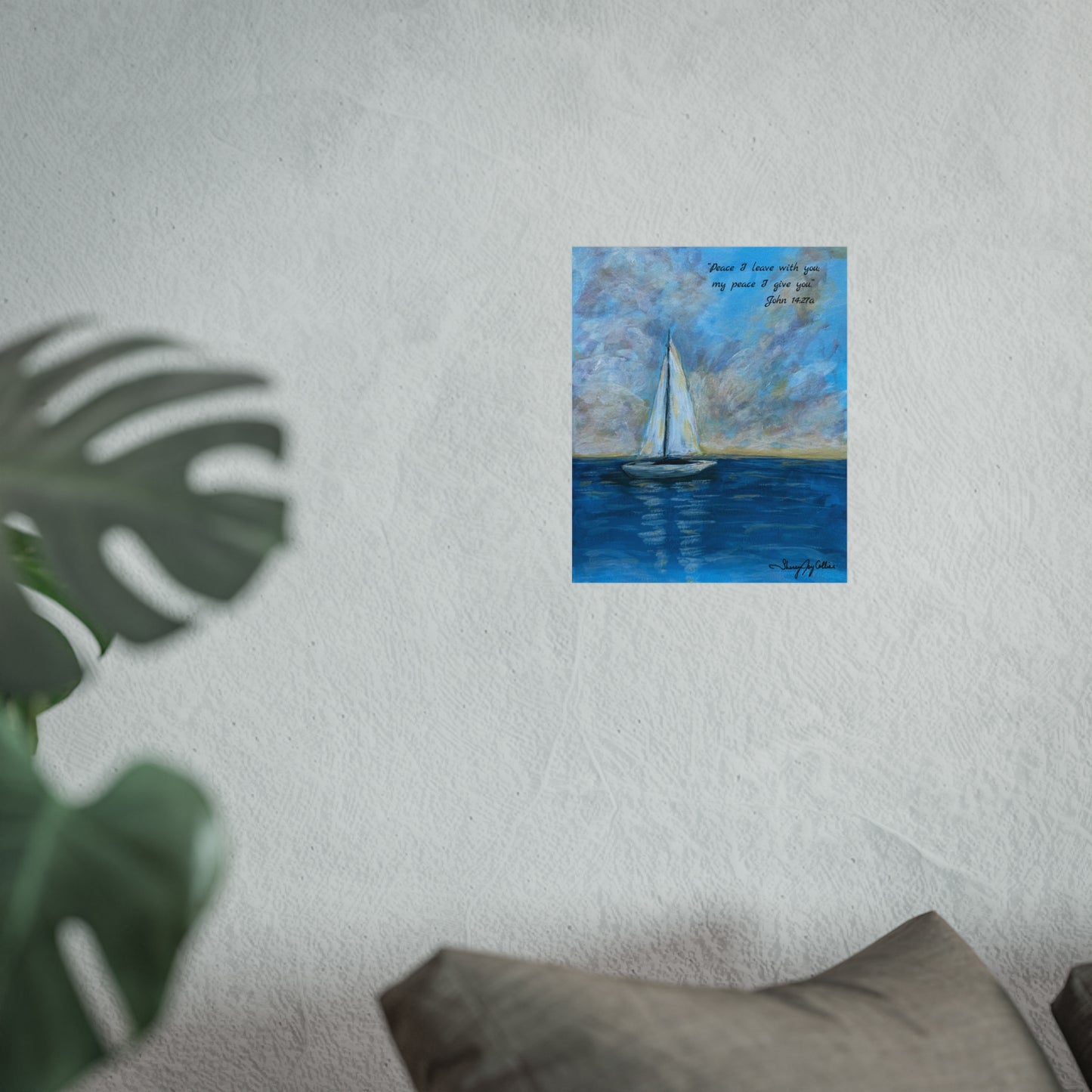 Serene Sailboat Fine Art Poster — "Peace I leave with you, my peace I give you" (John 14:27)