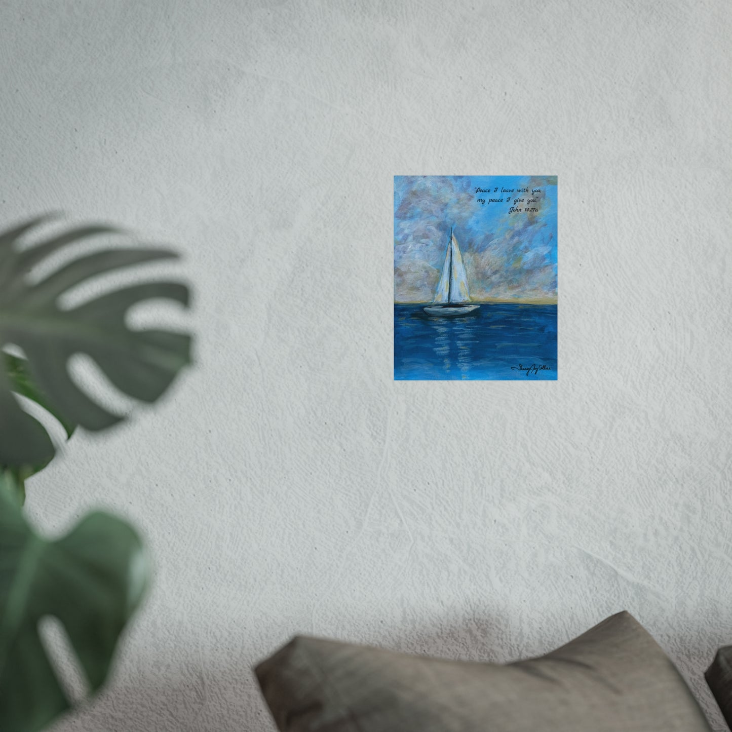 Serene Sailboat Fine Art Poster — "Peace I leave with you, my peace I give you" (John 14:27)