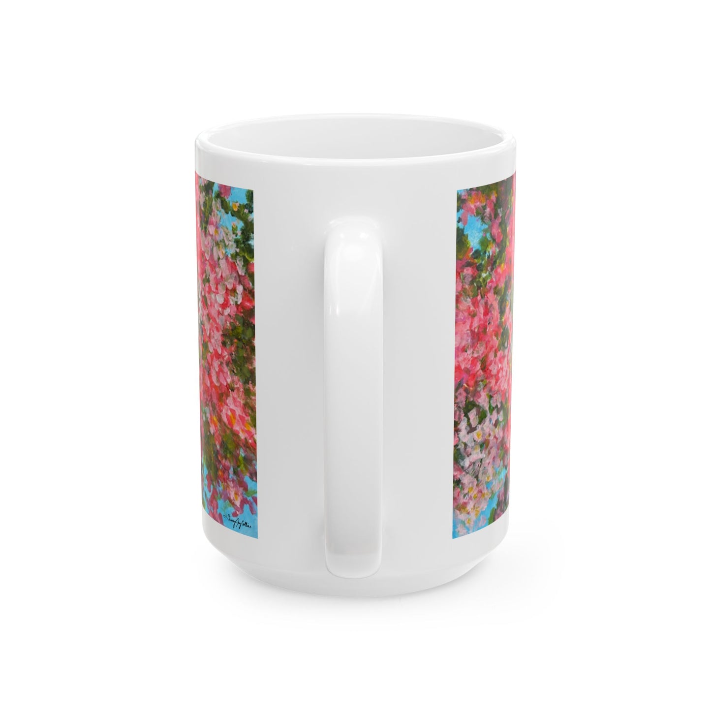 Pink Glory - Abstract Bougainvillea Ceramic Mug (11oz & 15oz) —  Spring Coffee Cup